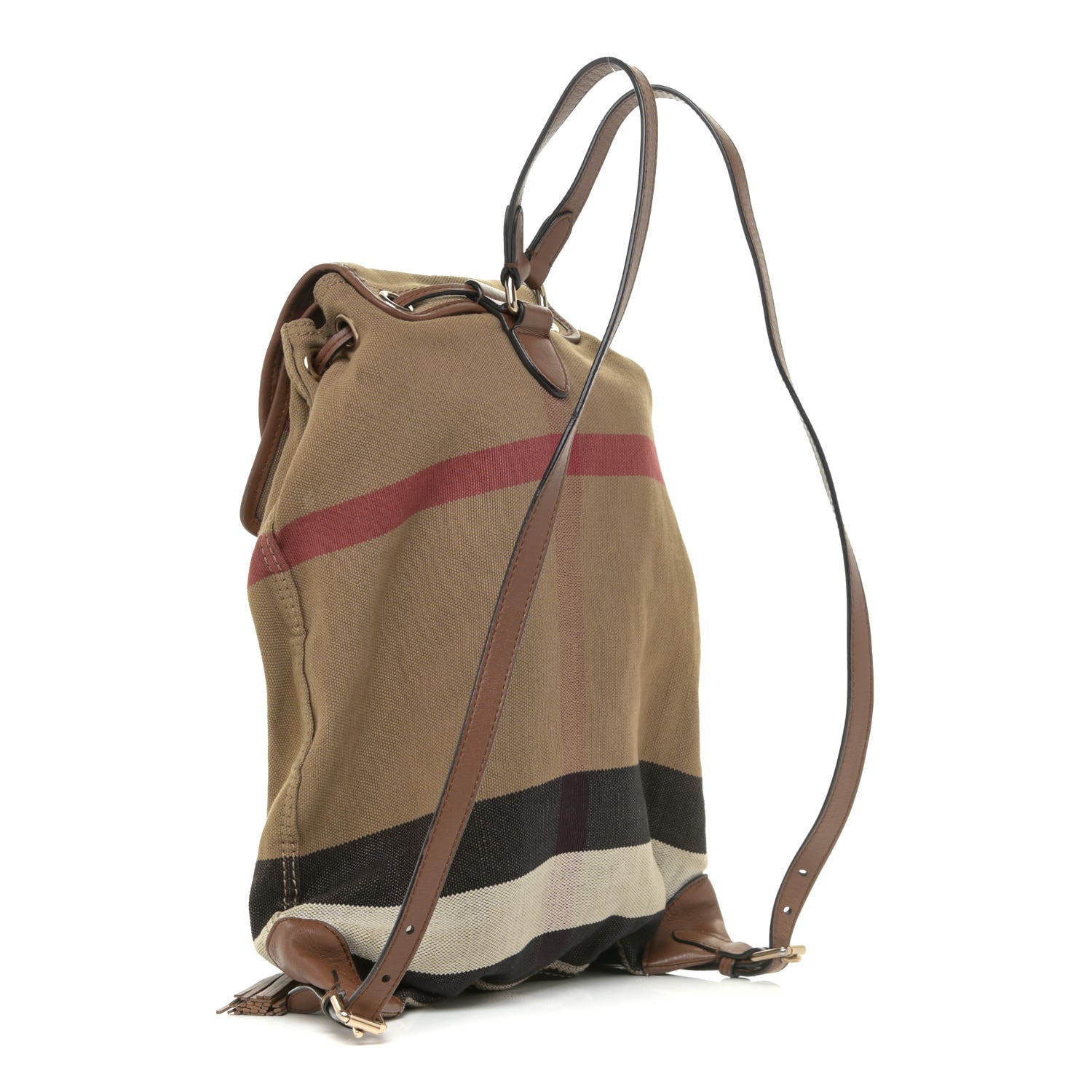 Burberry Overdyed Canvas Mega Check Medium Chiltern Backpack Tan 2 of 22