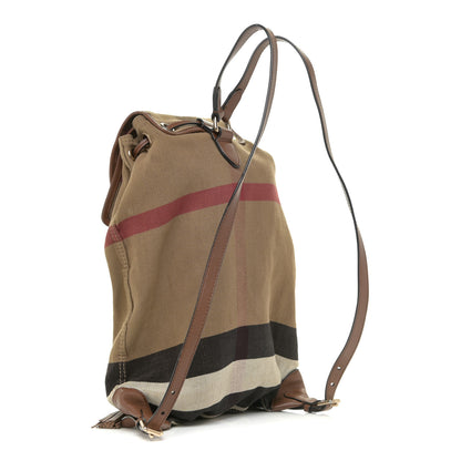 Burberry Overdyed Canvas Mega Check Medium Chiltern Backpack Tan 2 of 22
