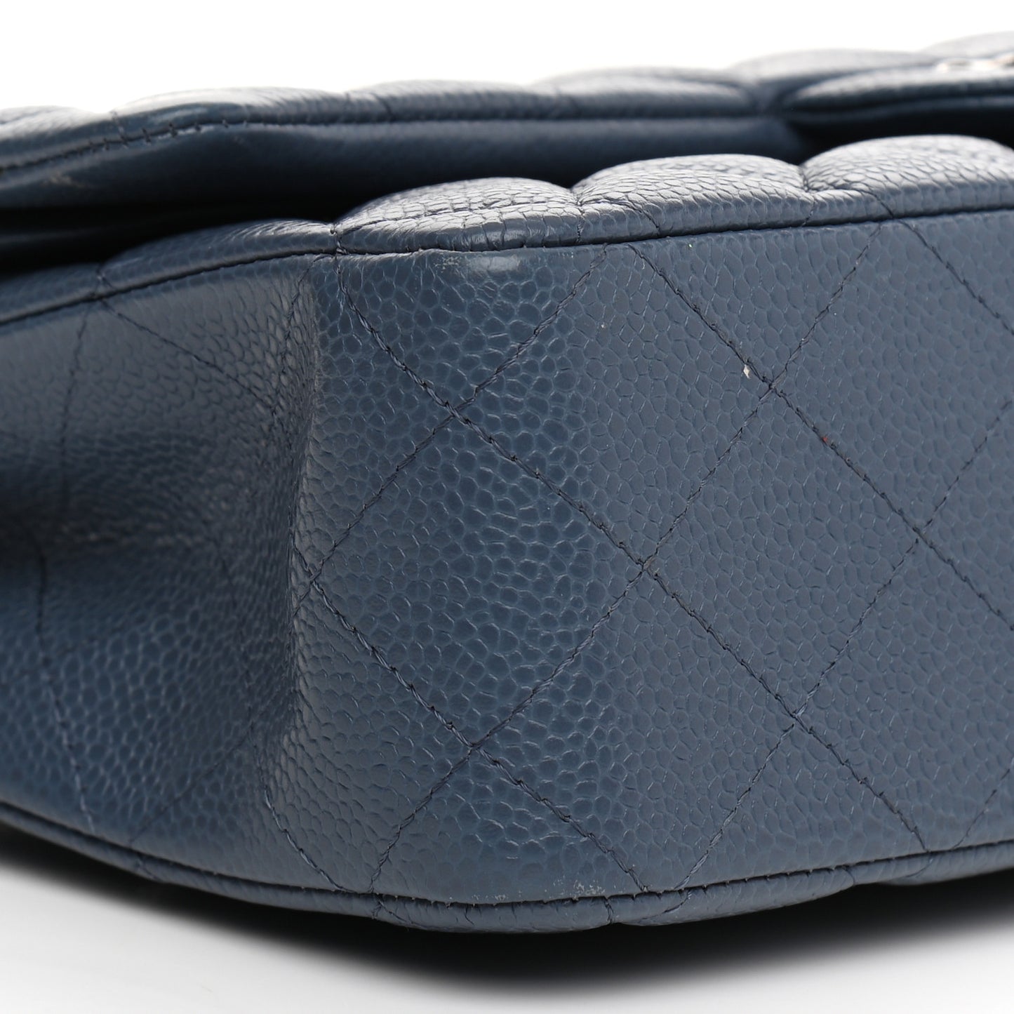 Caviar Quilted Medium Double Flap Blue