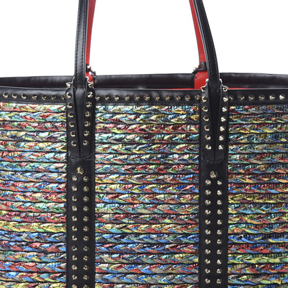 Christian Louboutin Calfskin Metallic Straw Spikes East West Cabata Tote Multicolor 9 of 9