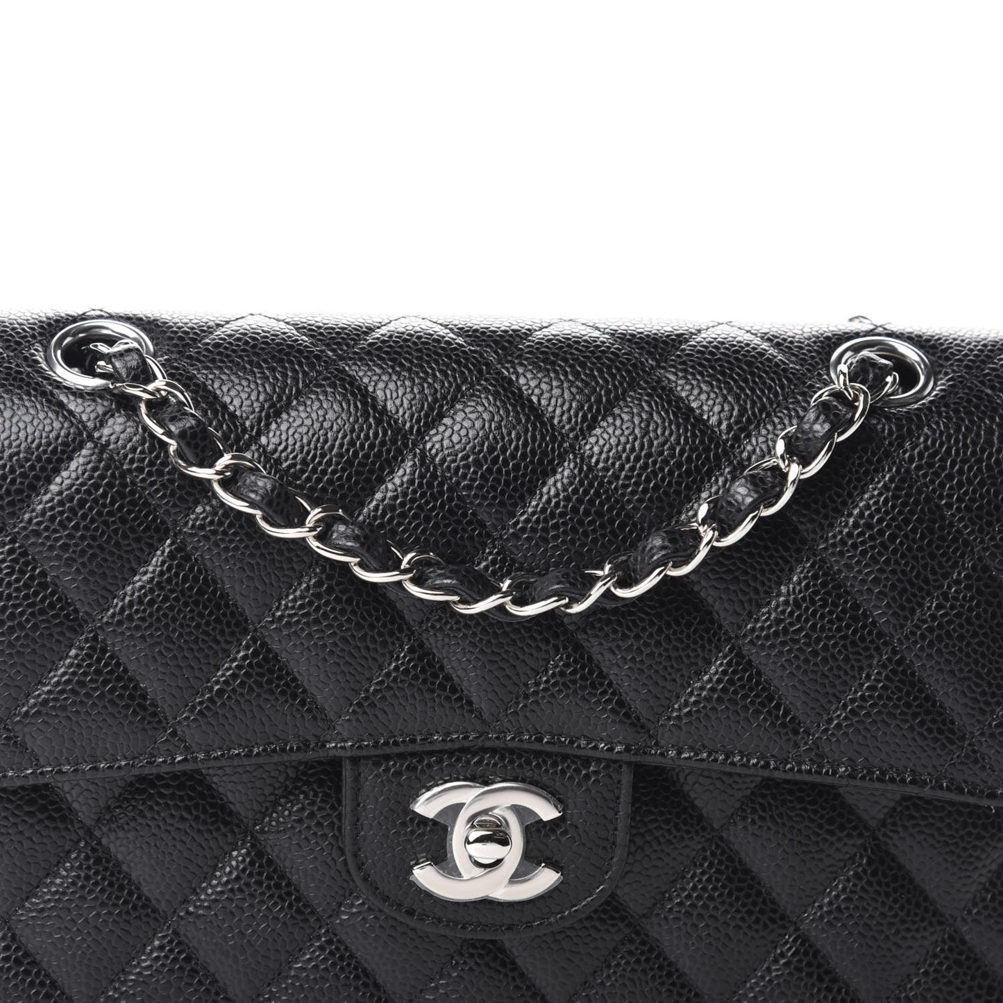 Caviar Quilted Small Double Flap Black