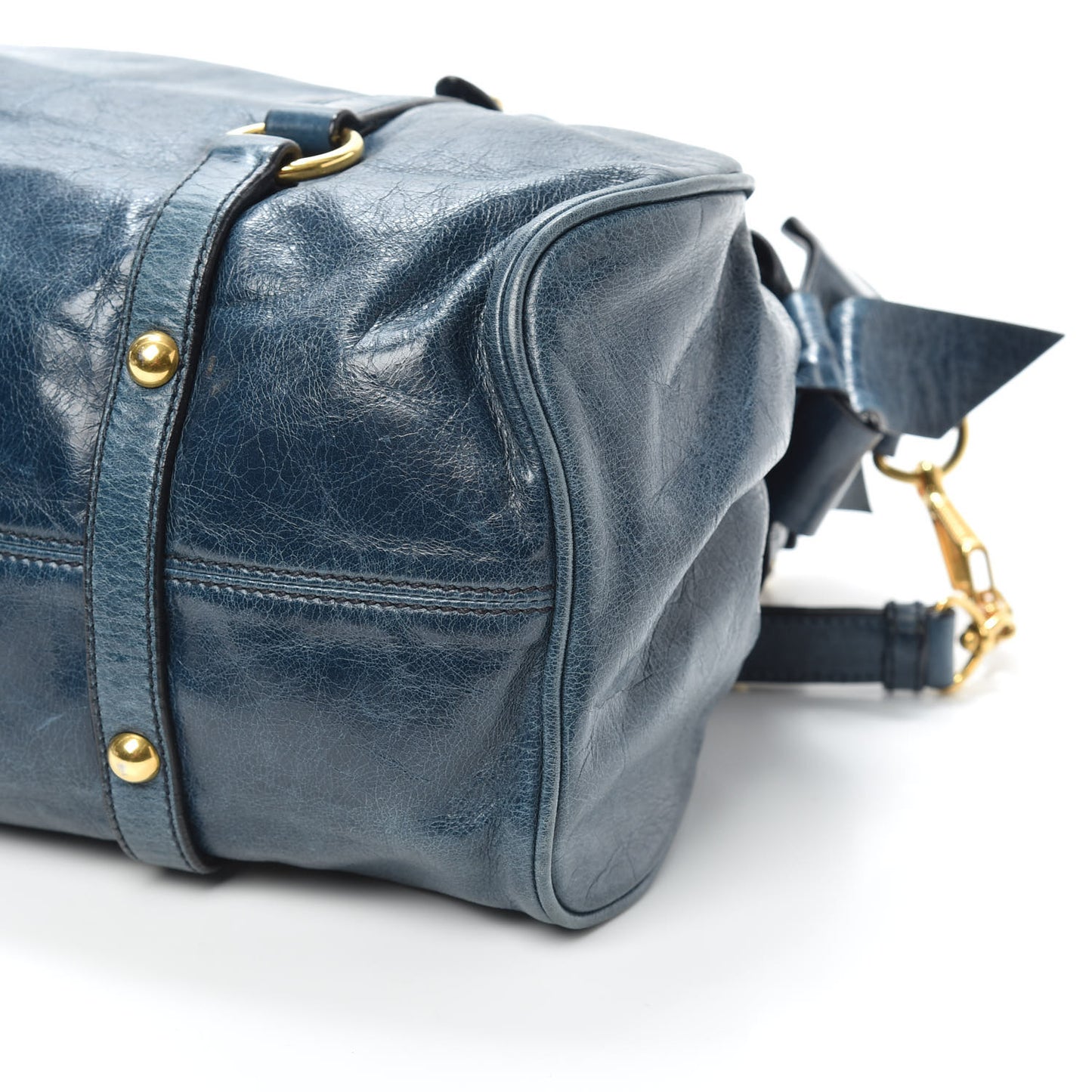 Vitello Lux Medium Bow Bag Bluette