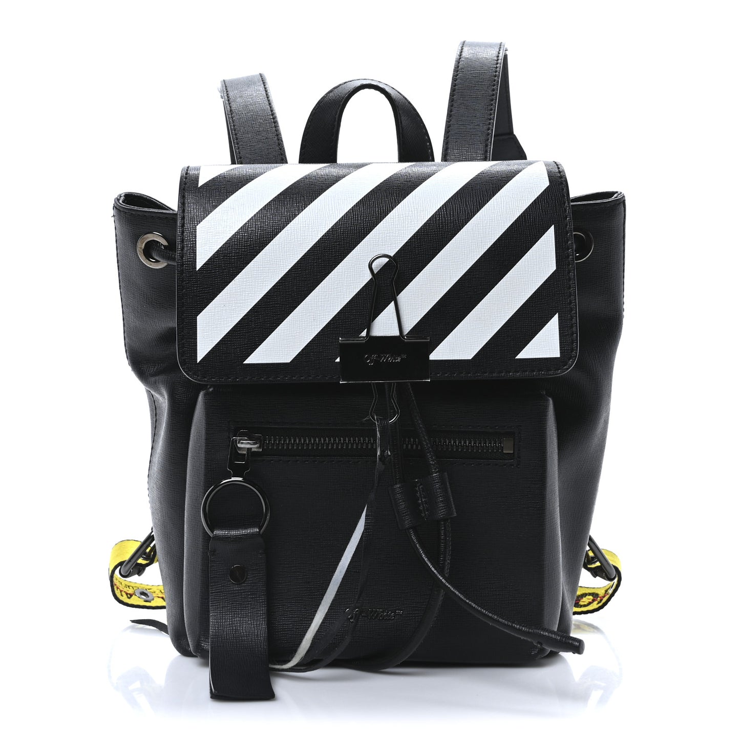 Saffiano Diag Backpack Black White