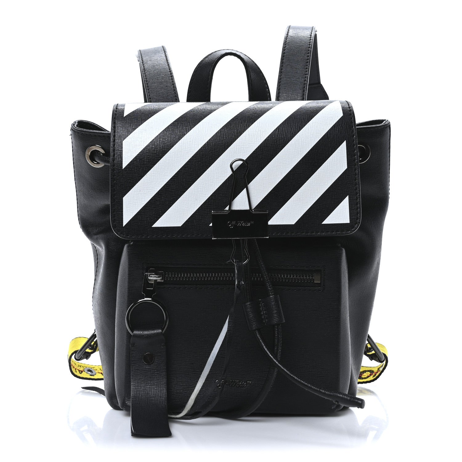 Off-White Saffiano Diag Backpack Black White 1 of 10