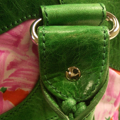 Balenciaga Agneau Canvas Floral Giant 21 Silver Hardware City Green GSH 7 of 13