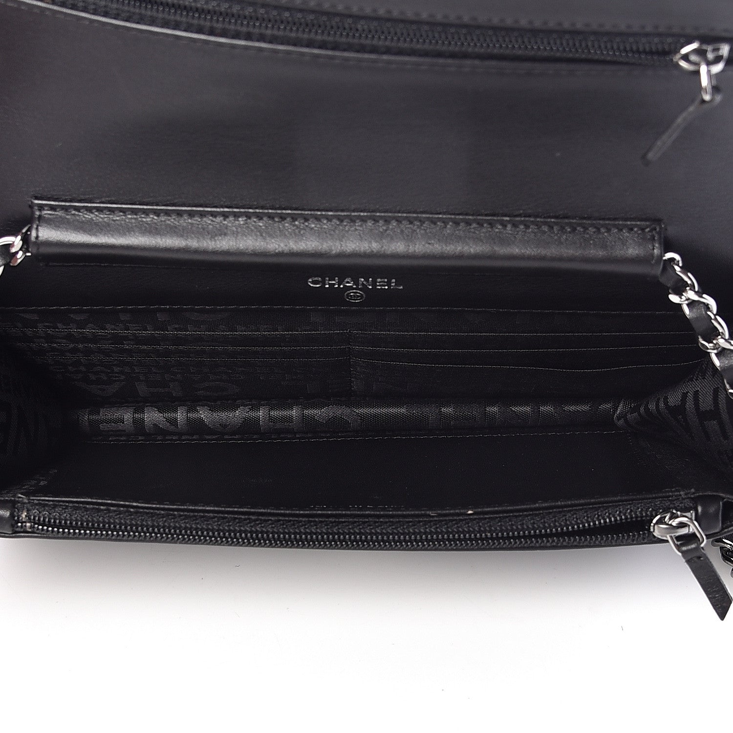 Chanel Lambskin Embossed Lax Wallet On Chain WOC Black 5 of 14