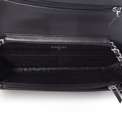 Chanel Lambskin Embossed Lax Wallet On Chain WOC Black 5 of 14
