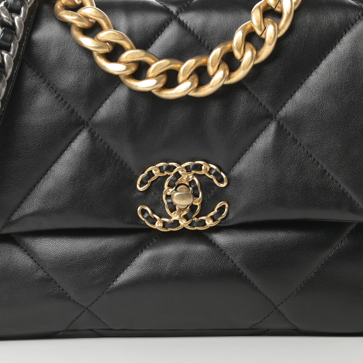 Lambskin Quilted Large Chanel 19 Flap Black