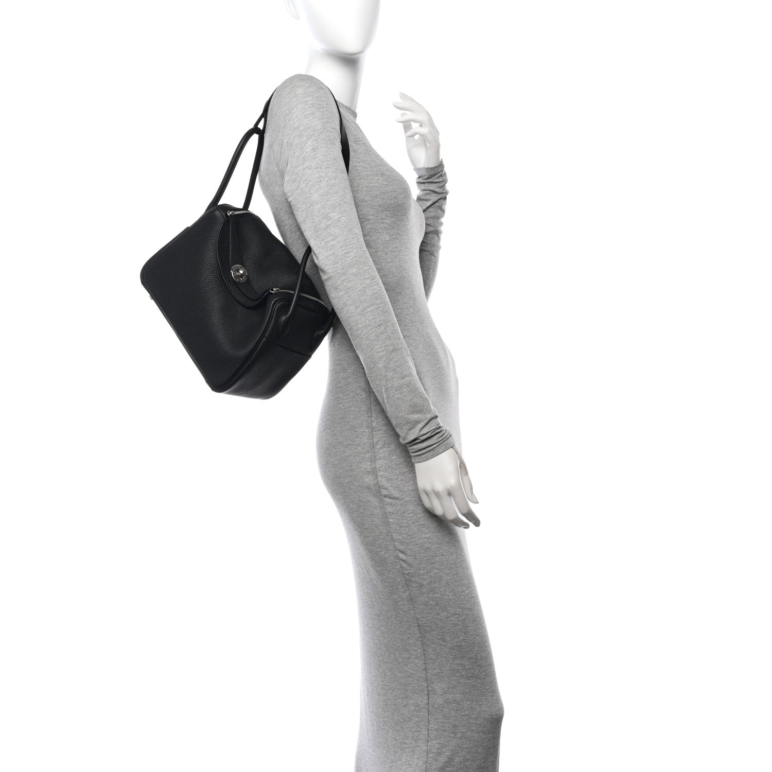 Hermes Taurillon Clemence Lindy 26 Black 2 of 11