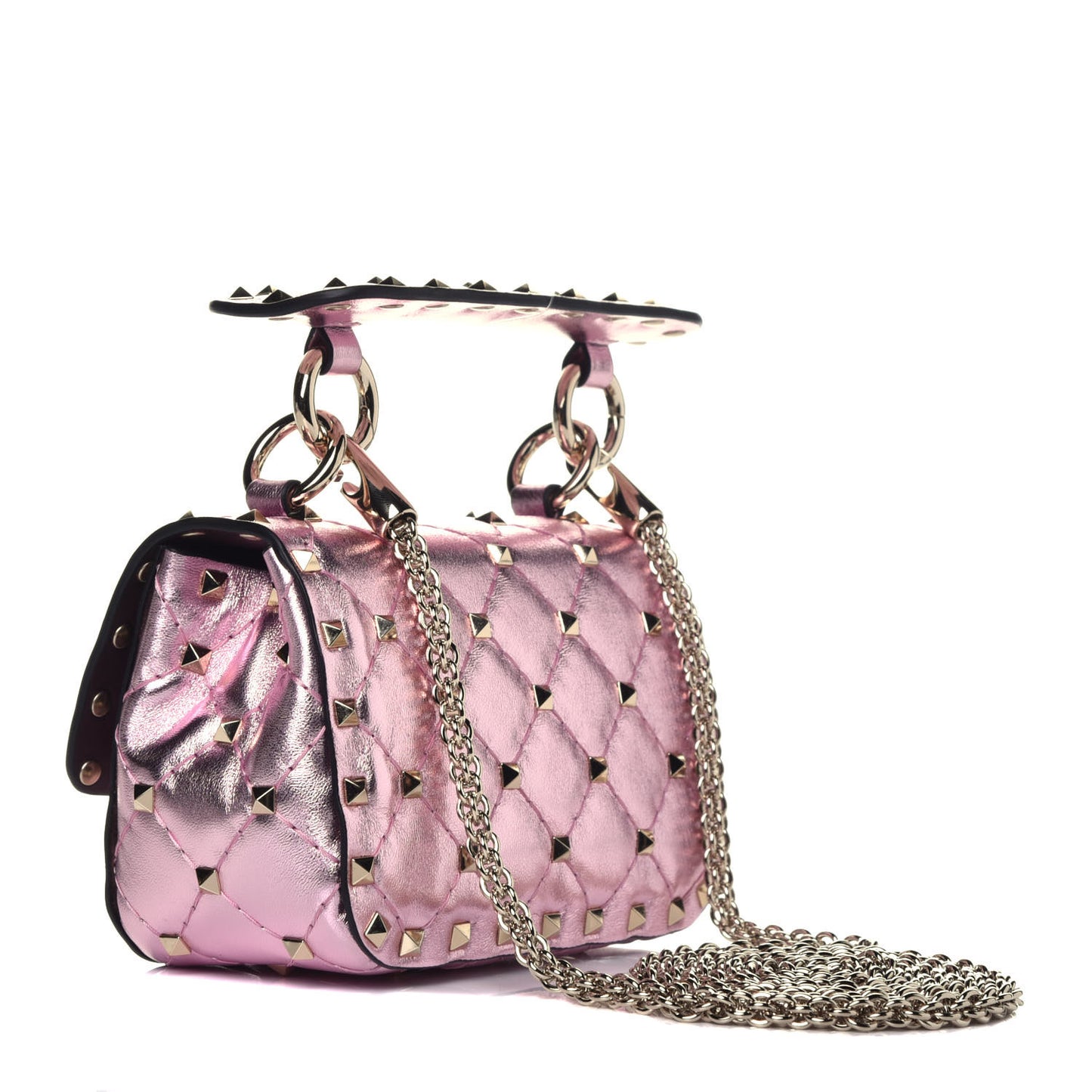 Metallic Nappa Micro Rockstud Spike Shoulder Bag Giacinto