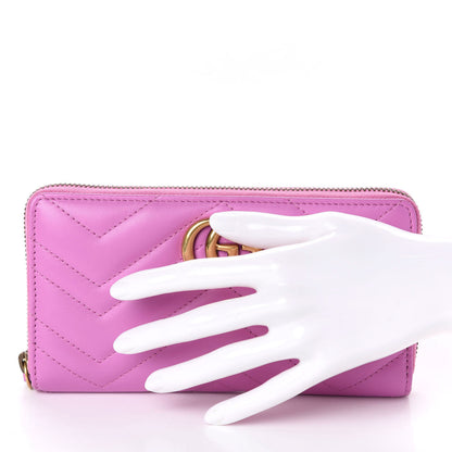 Gucci Calfskin Matelasse GG Marmont Zip Around Wallet Candy Mousse 2 of 9