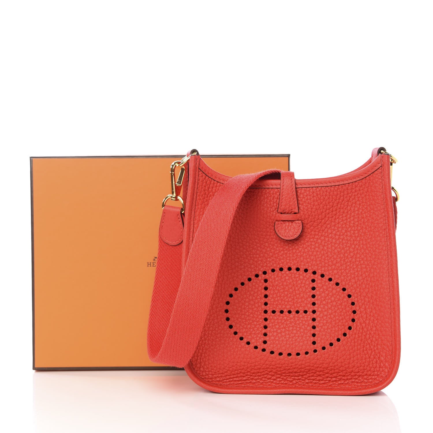 Hermes Taurillon Clemence Evelyne TPM Rouge Tomate 9 of 9