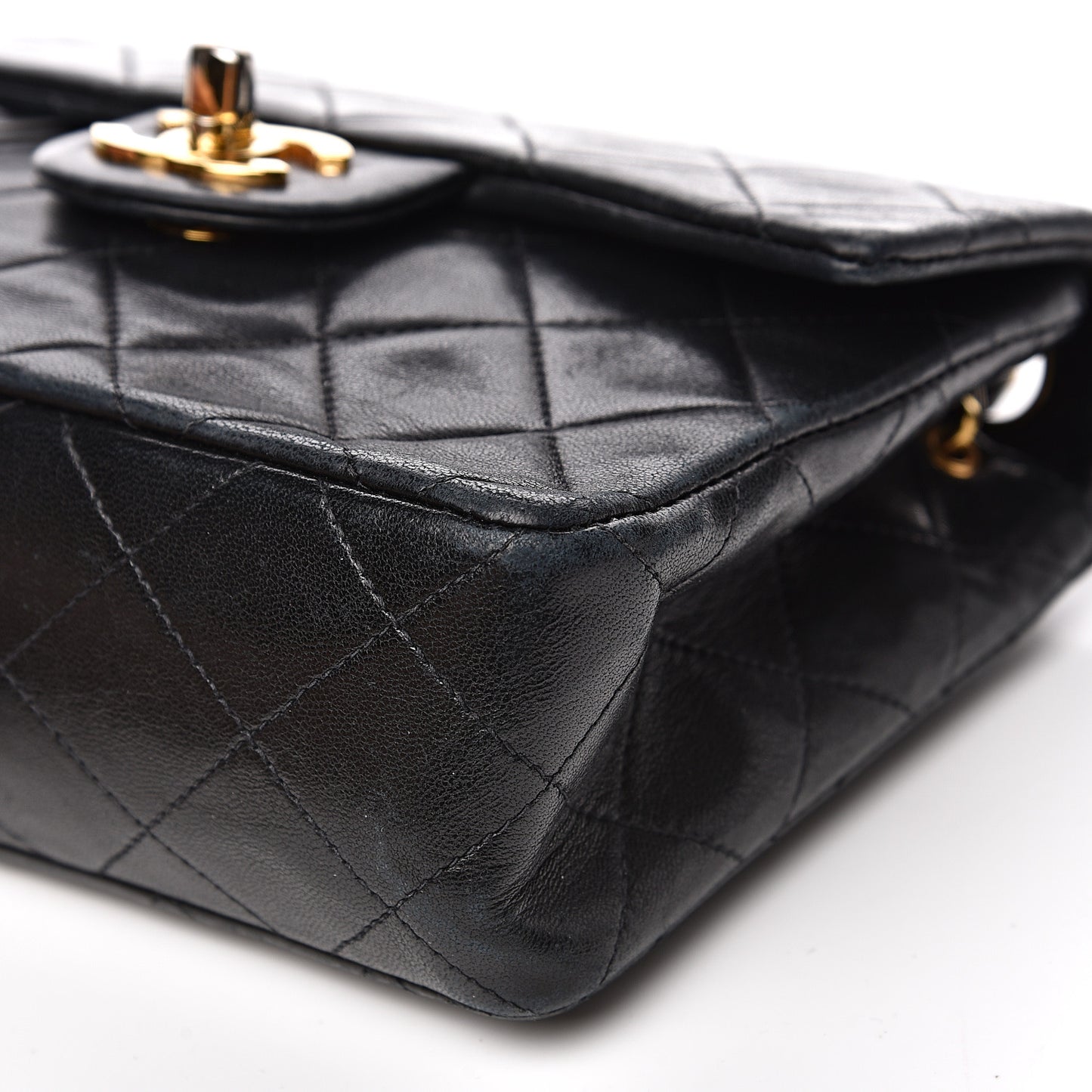 Lambskin Quilted Mini Square Flap Black
