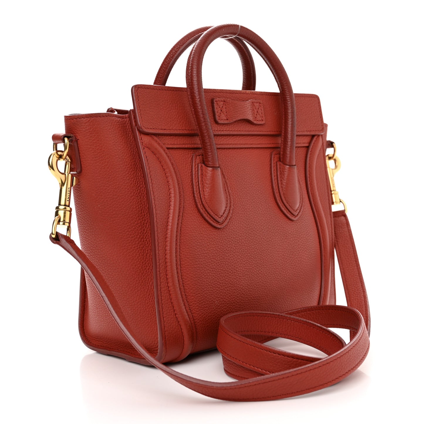 Drummed Calfskin Nano Luggage Red