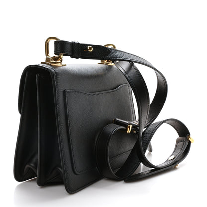Prada Saffiano Symbole Flap Shoulder Bag Black 3 of 9