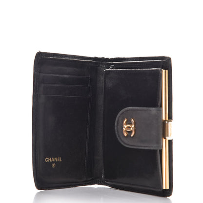 Chanel Lambskin Diamond Stitched Compact French Wallet Black 5 of 10