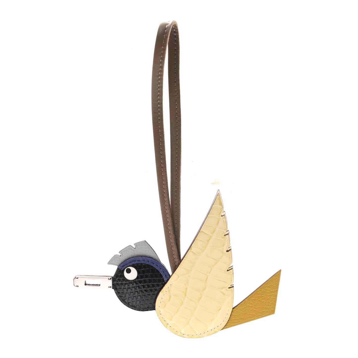 Epsom Chevre Mysore Swift Alligator Lizard Birdy Bag Charm Jaune Ambre Vanille Gris Fonce Bleu Saphir Bleu Glacier Etoupe
