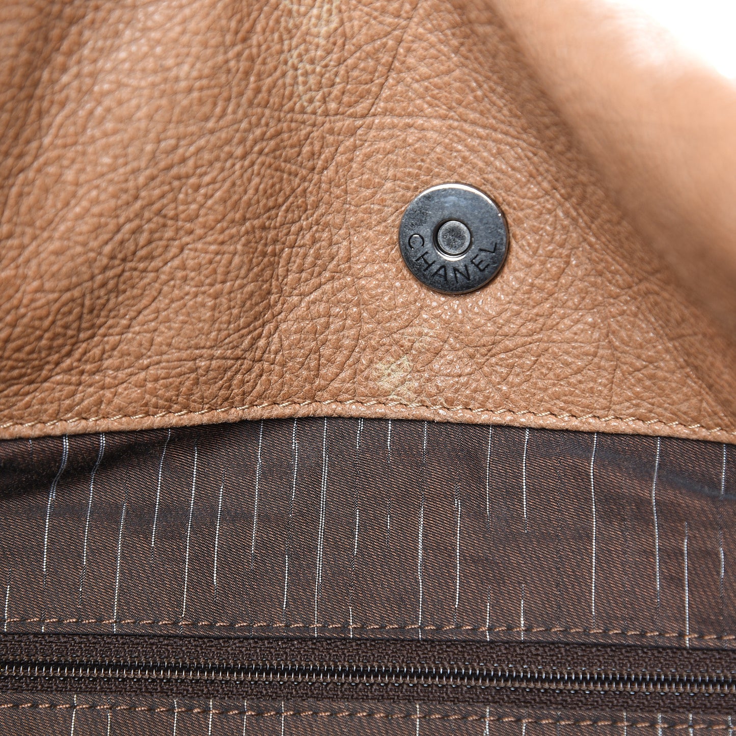 Calfskin CC Shoulder Bag Dark Beige