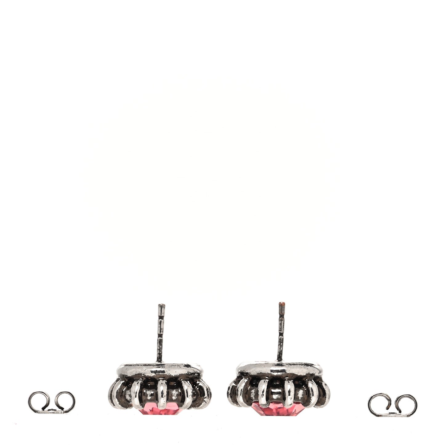 Crystal Stud Earrings Silver Pink