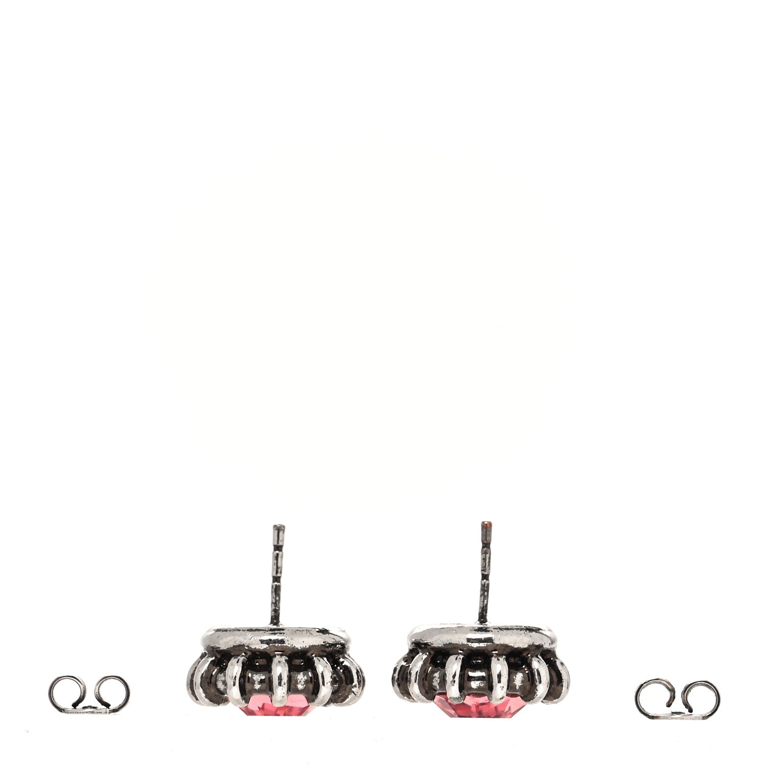 Gucci Crystal Stud Earrings Silver Pink 3 of 4