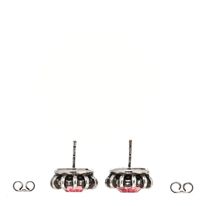 Gucci Crystal Stud Earrings Silver Pink 3 of 4