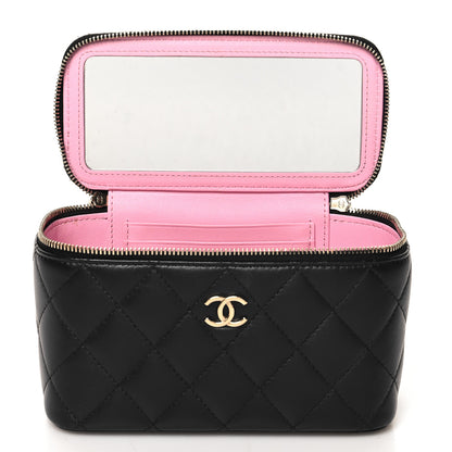 Chanel Lambskin Quilted Small Top Handle Vanity Case With Chain Black Lilac 5 of 11
