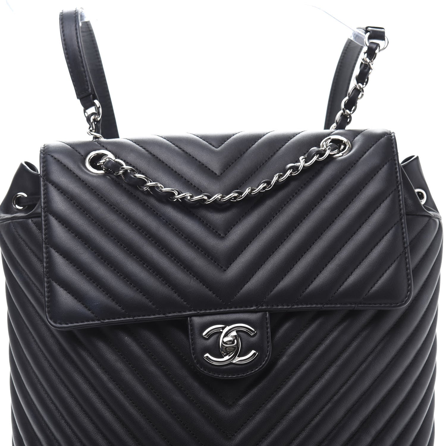 Chanel Calfskin Chevron Quilted Large Urban Spirit Backpack Black 13 of 13