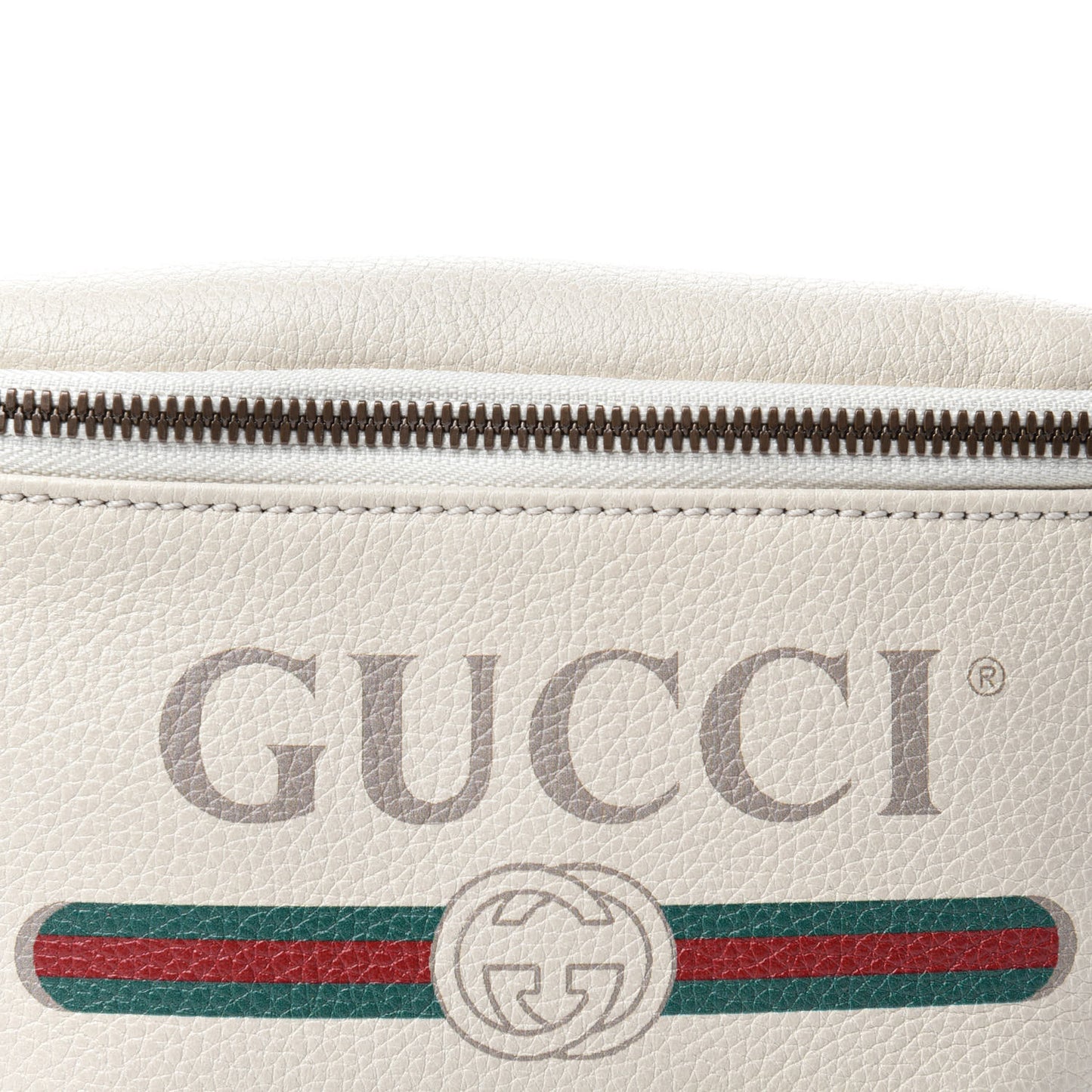 Grained Calfskin Small Logo Belt Bag White