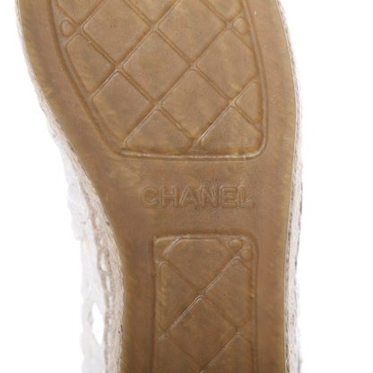 Chanel Woven Fabric Grosgrain CC Espadrilles 38 White Black 8 of 11