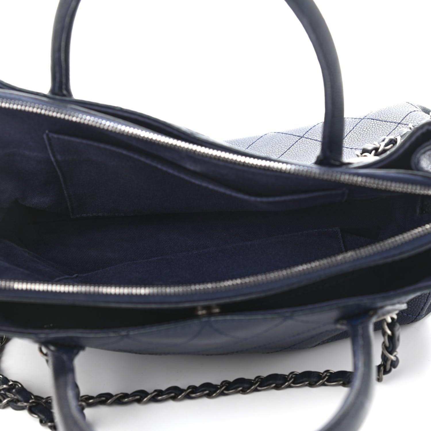 Chanel Grained Vegetal Calfskin Small Urban Shopping Tote Navy 5 of 13