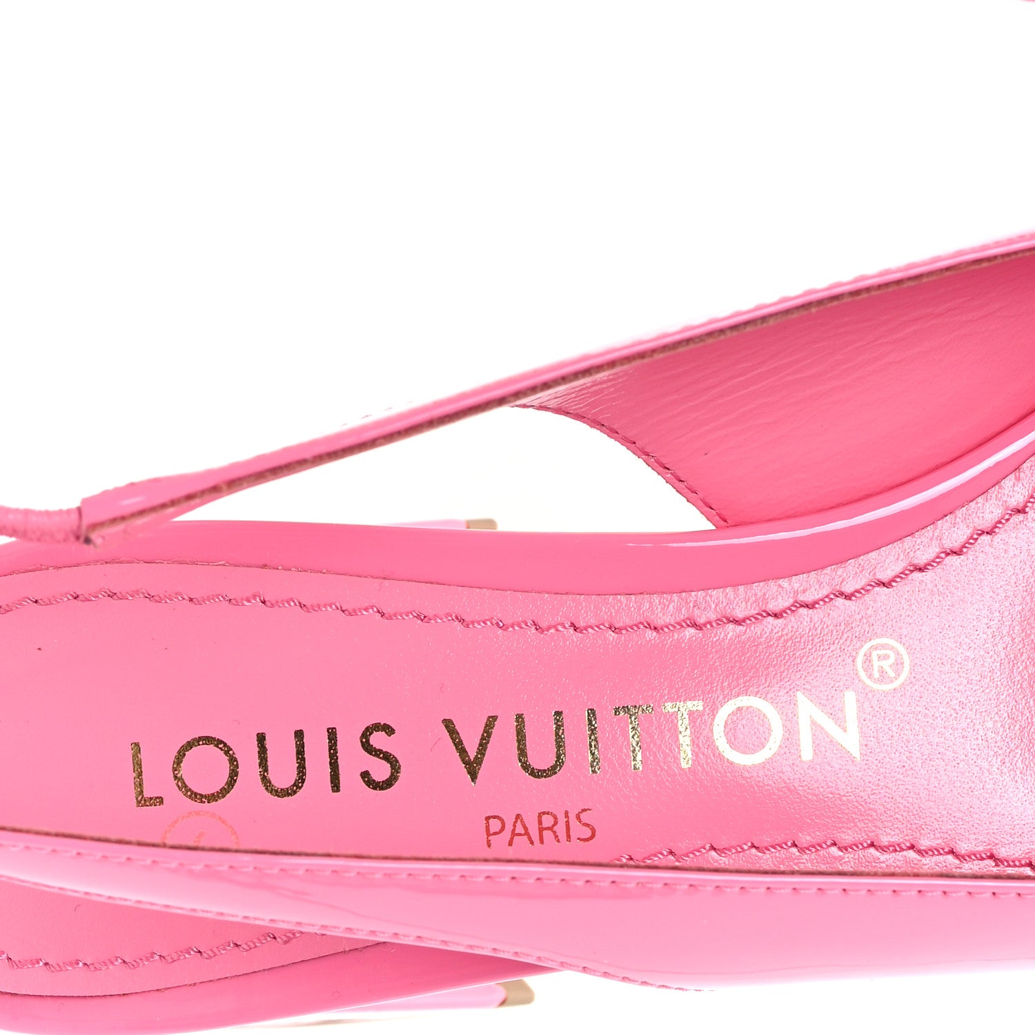 Louis Vuitton Patent Calfskin Shake Slingback Pumps 37.5 Pink 35 Pink 8 of 8