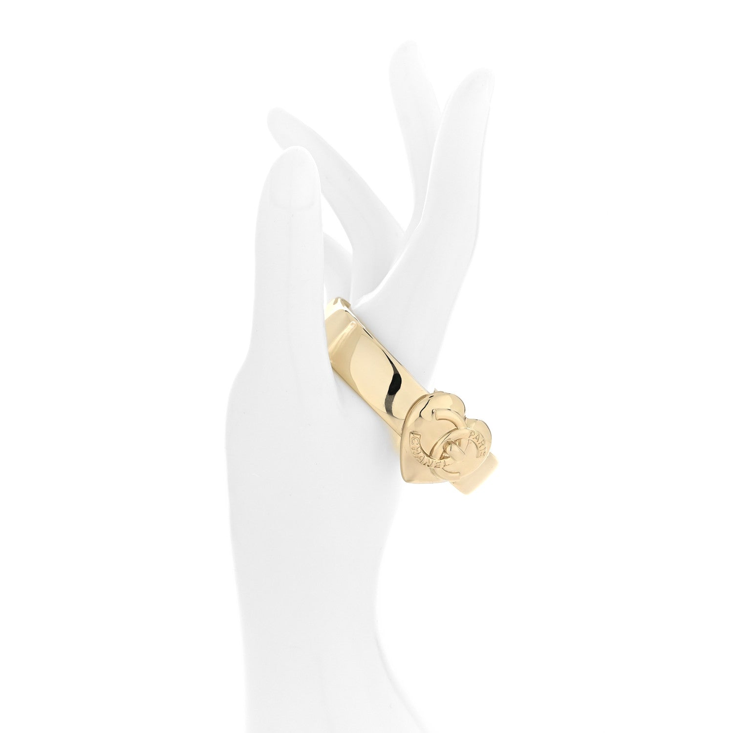 Chanel Metal Coco In Love CC Heart Cuff Bracelet S Gold 2 of 4