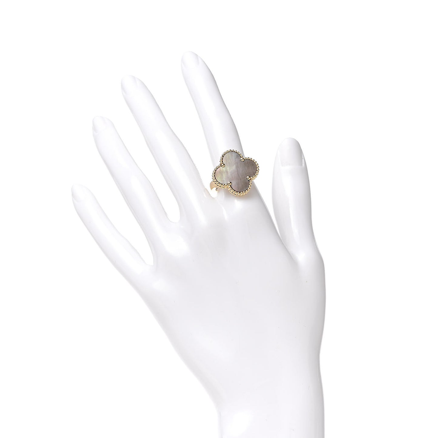 18K Yellow Gold Grey Mother of Pearl Magic Alhambra Ring 52 6