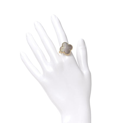 Van Cleef & Arpels 18K Yellow Gold Grey Mother of Pearl Magic Alhambra Ring 52 6 2 of 5