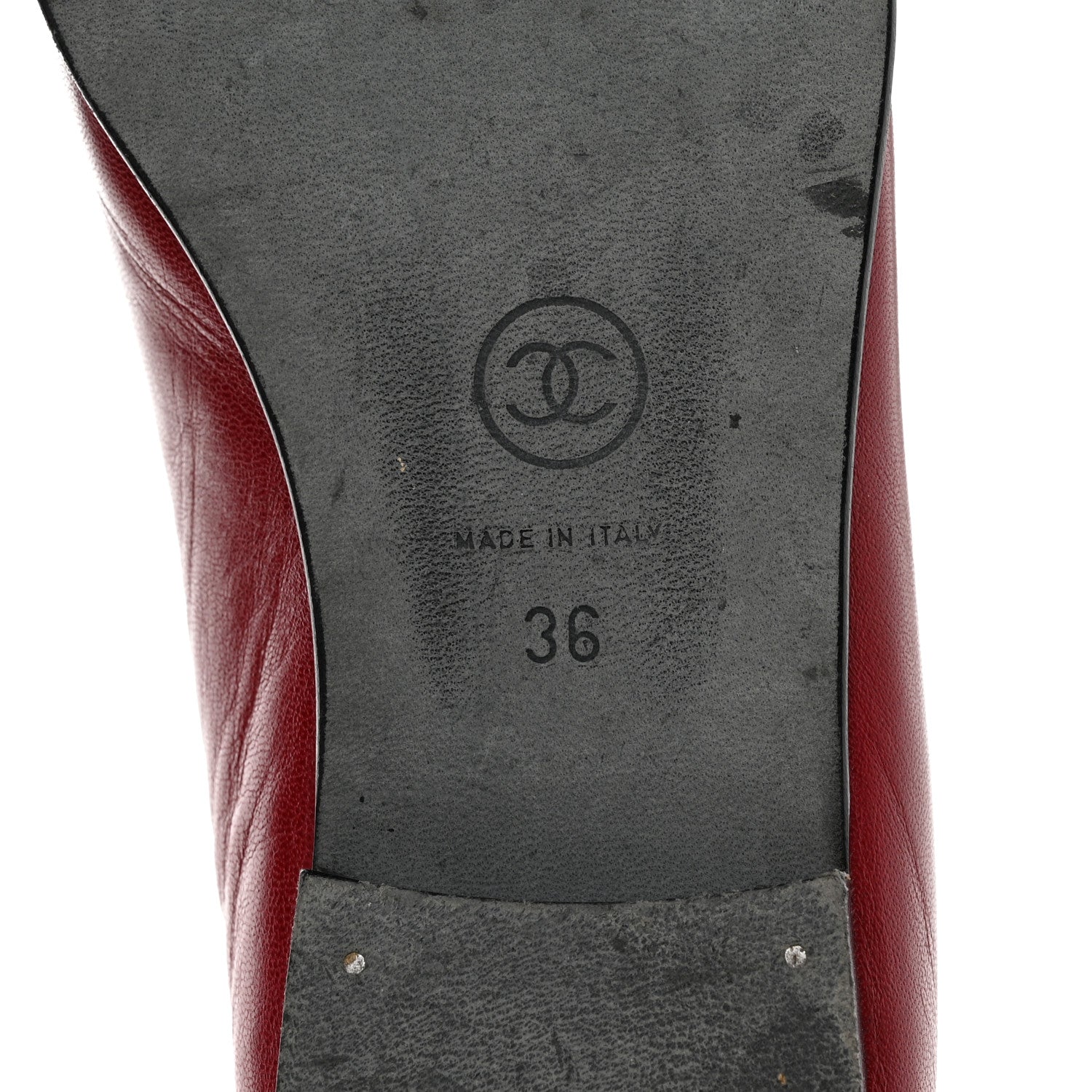 Chanel Lambskin CC Cap Toe Ballerina Flats 36 Red Black 6 of 12