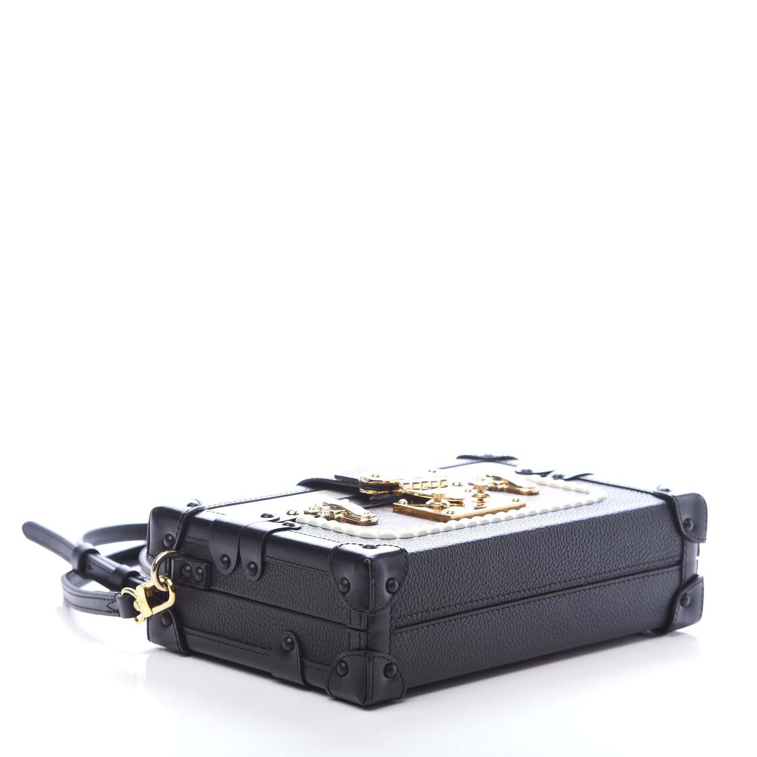 Louis Vuitton Monogram Calfskin Petite Malle Black White 4 of 8
