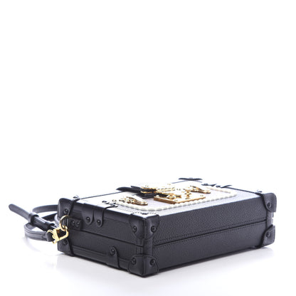 Louis Vuitton Monogram Calfskin Petite Malle Black White 4 of 8