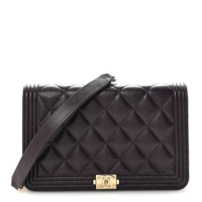 Chanel Caviar Quilted Boy Wallet On Chain WOC Dark Purple 2 of 23