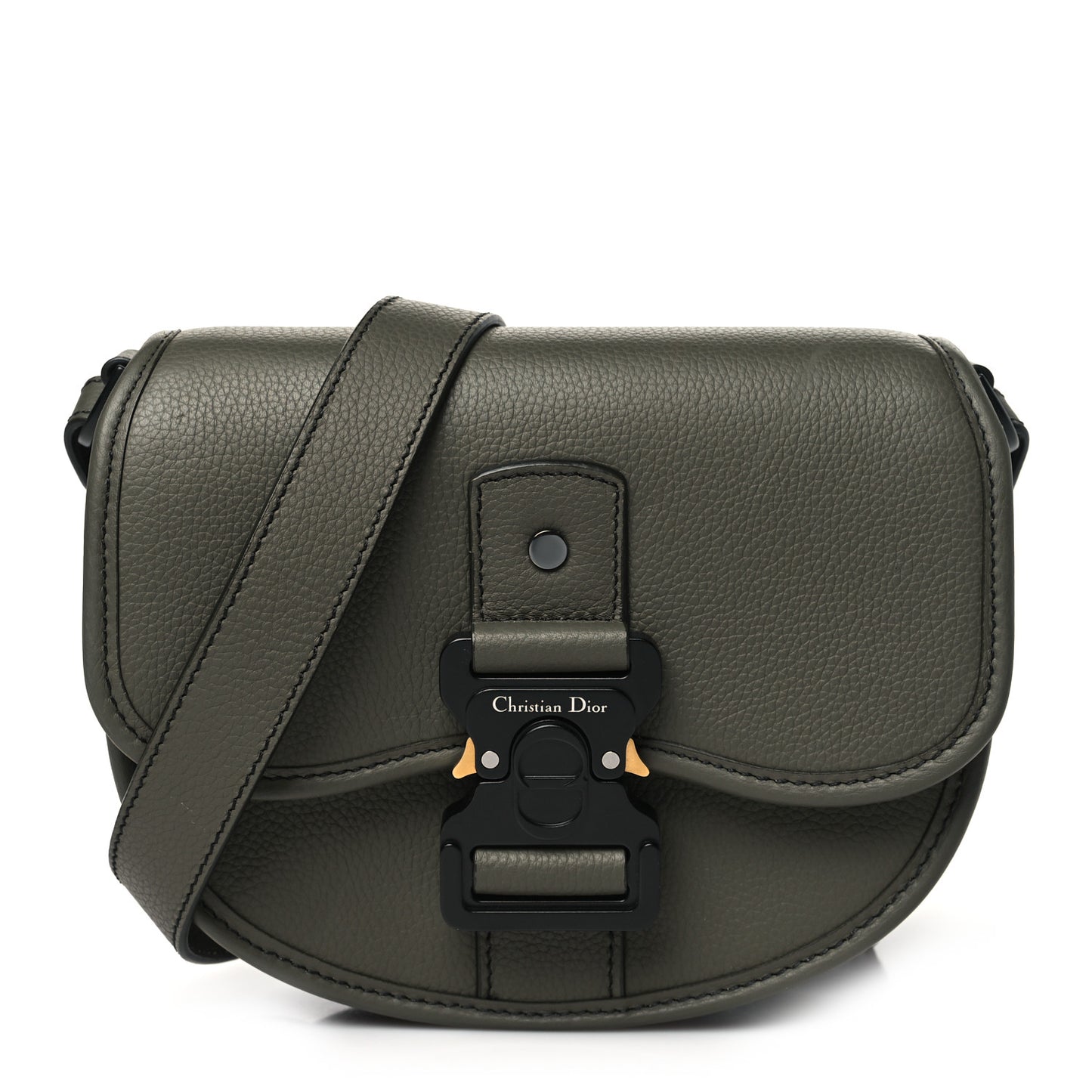Grained Calfskin Mini Gallop Bag With Strap Green