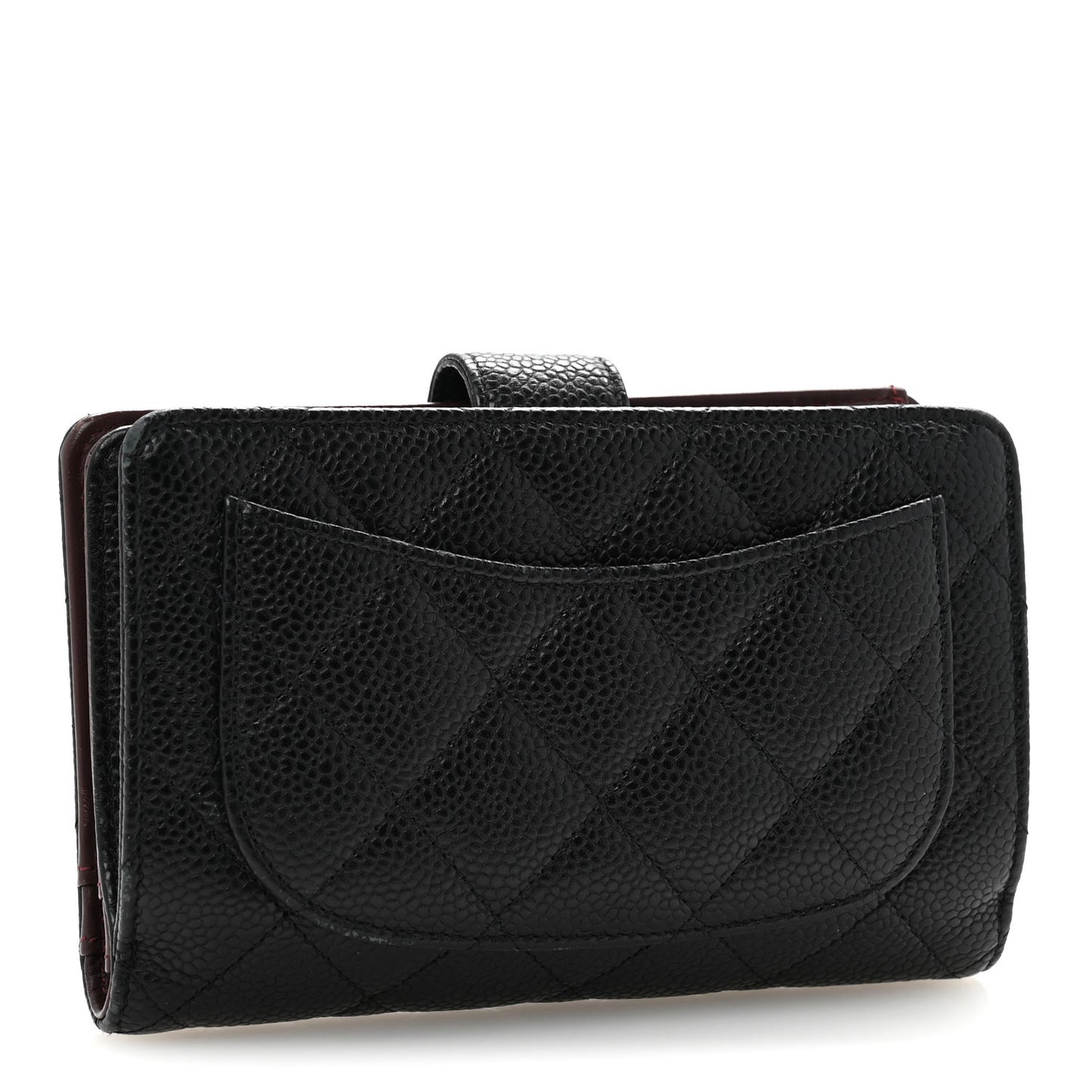 Caviar Quilted Zipped Pocket Wallet Black
