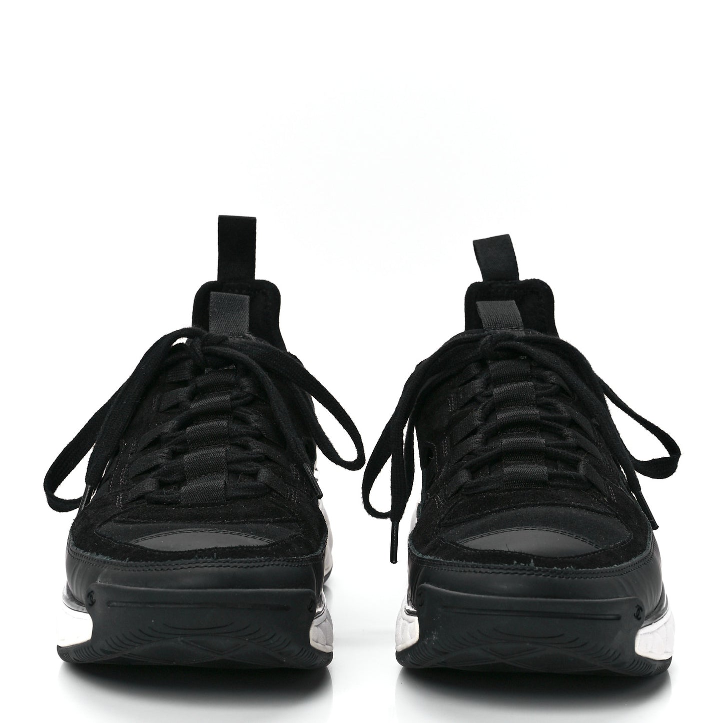 Velvet Calfskin Mixed Fibers CC Sneakers 39 Black