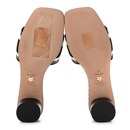 Christian Dior Canvas Embroidered Micro Houndstooth Dway 40mm Slide Sandals 36 Black White 5 of 9