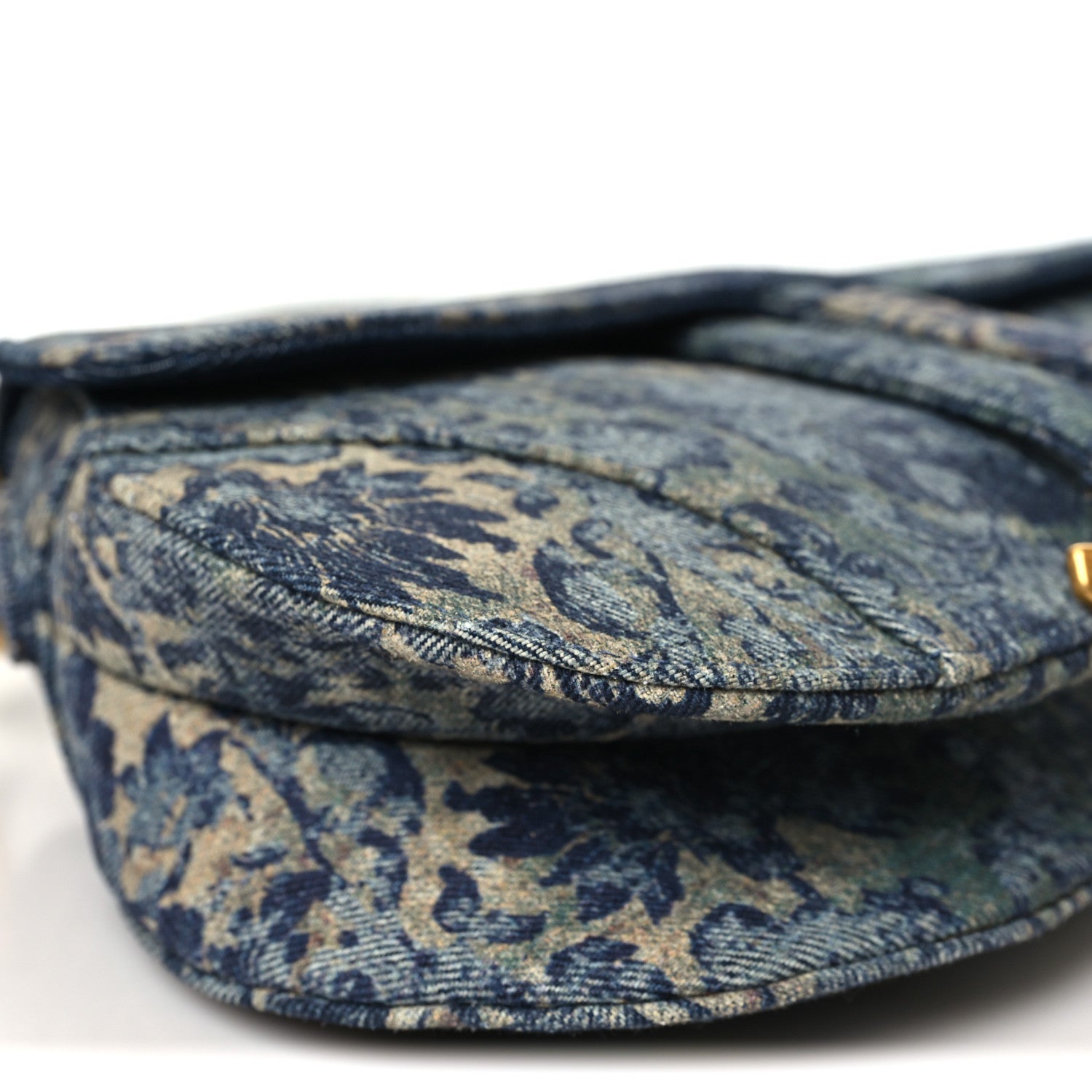Christian Dior Denim Brocart Embroidered Saddle Bag Blue 9 of 11