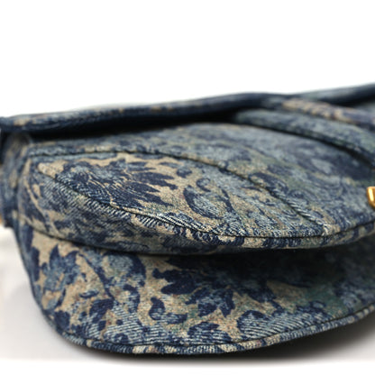Christian Dior Denim Brocart Embroidered Saddle Bag Blue 9 of 11