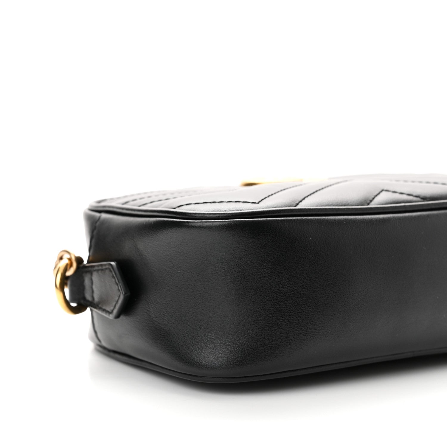 Gucci Calfskin Matelasse Mini GG Marmont Chain Shoulder Bag Black 8 of 9