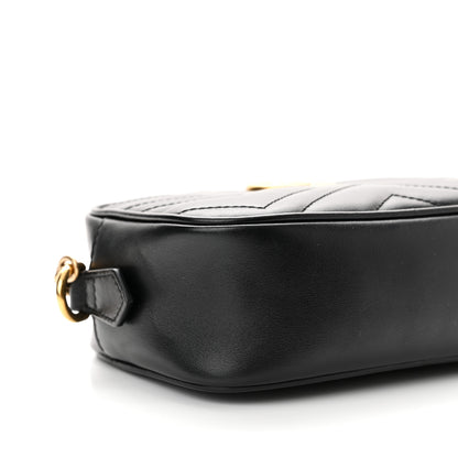 Gucci Calfskin Matelasse Mini GG Marmont Chain Shoulder Bag Black 8 of 9