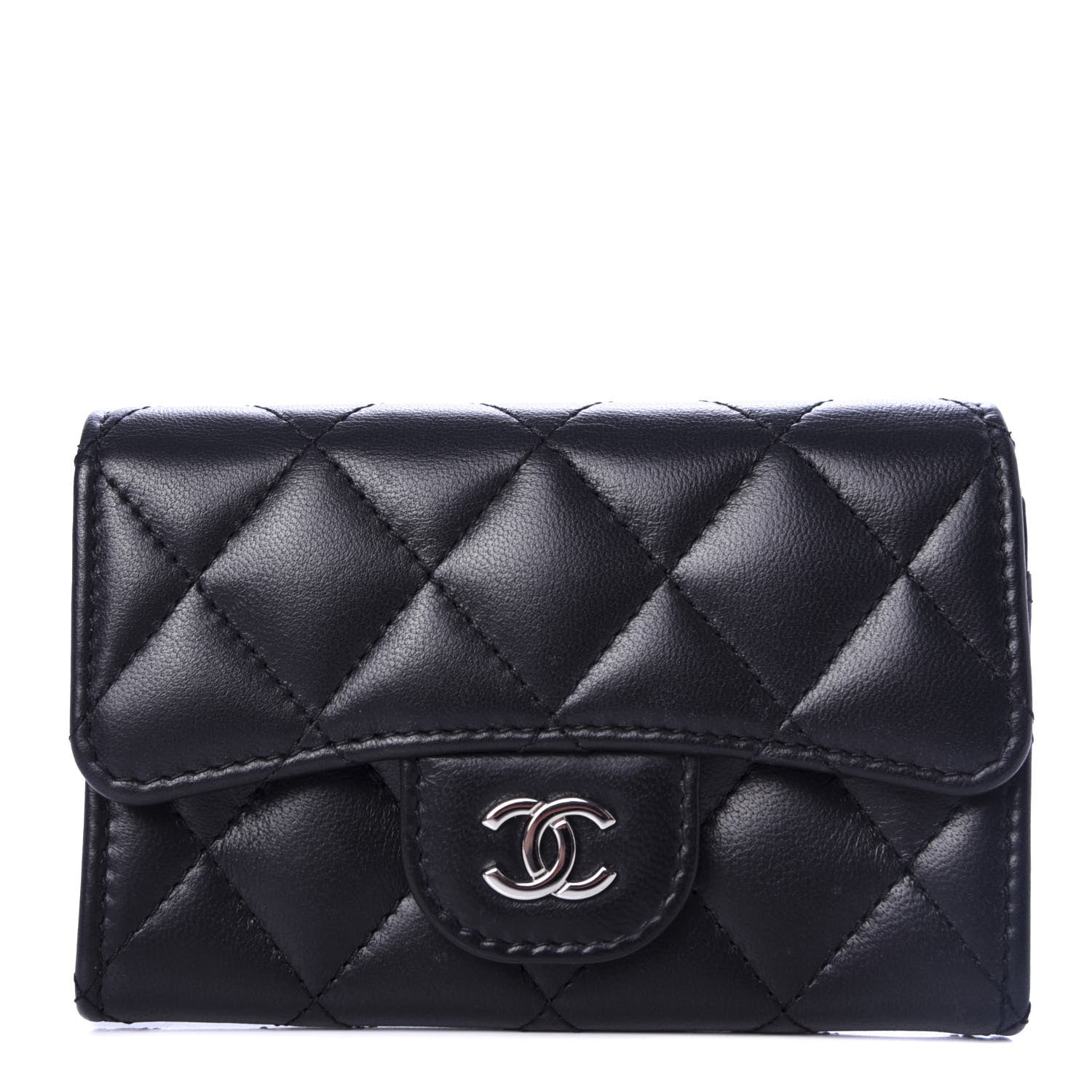 Chanel Lambskin Quilted Flap Card Holder Black 1 of 9