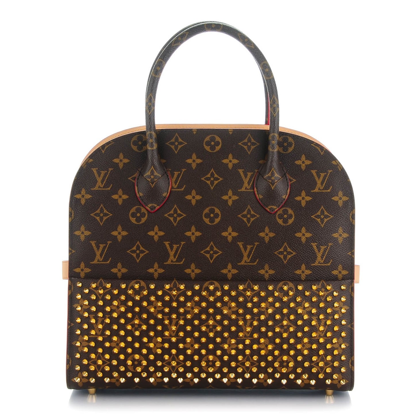Monogram Calf Hair Spikes Iconoclasts Christian Louboutin Tote Red