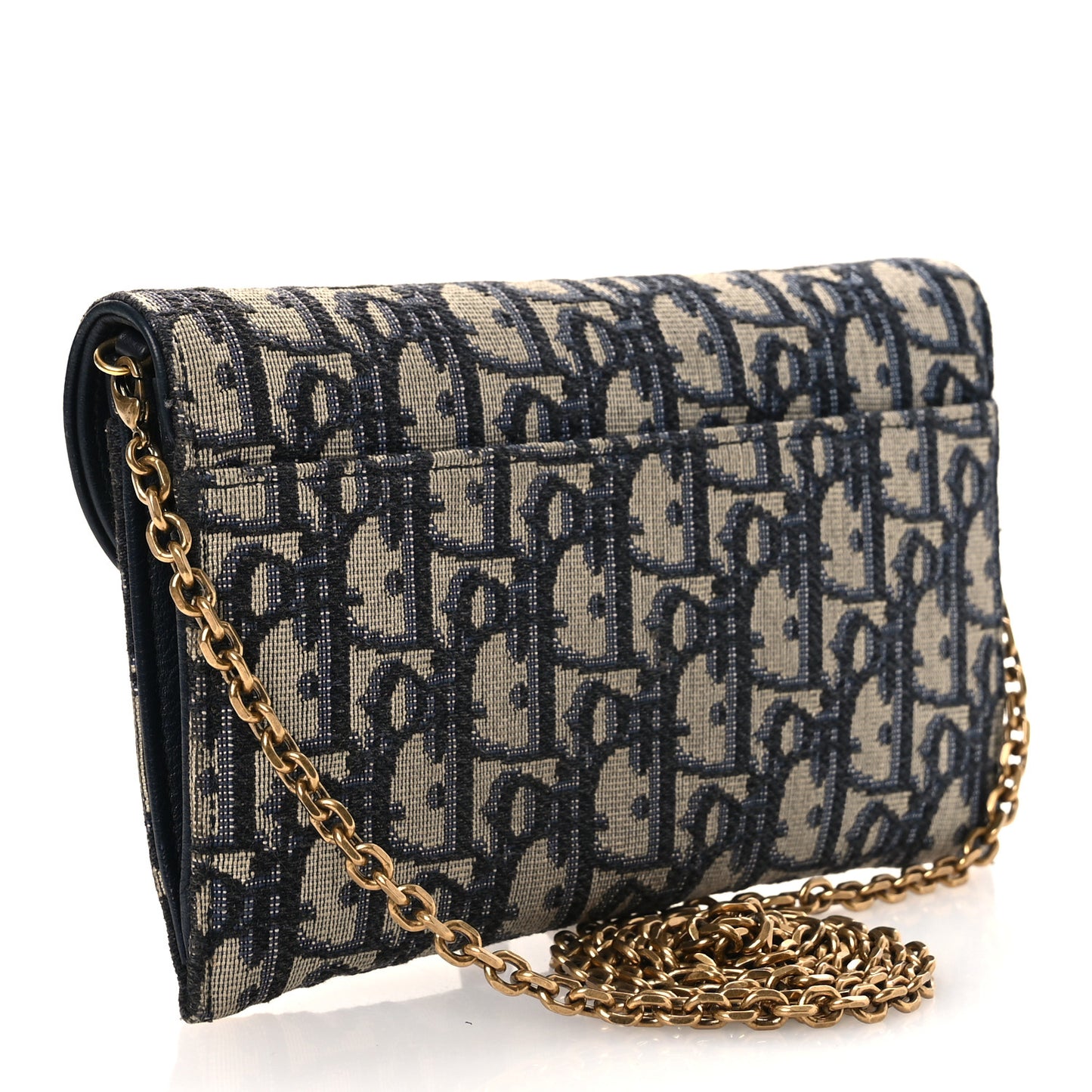 Oblique Saddle Chain Long Wallet Blue