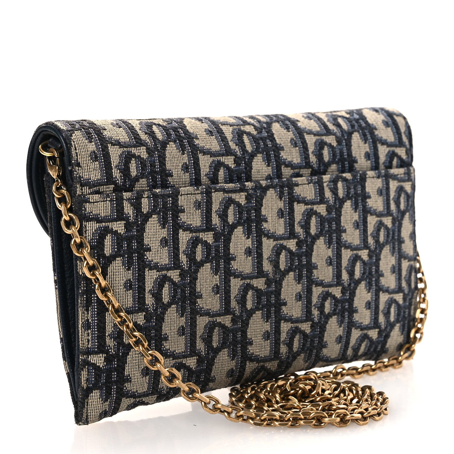 Christian Dior Oblique Saddle Chain Long Wallet Blue 4 of 15